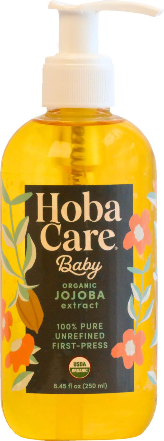 HobaCare Organic Jojoba Baby Oil with Pump Dispenser 100 Pure Natural Unrefined Unscented Hexane Free Cold Pressed Jojoba Oil for Baby Hair Infant Skin Scalp Moisturizing 845 oz - Image 1