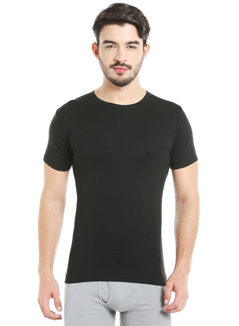 BYC MEN'S ROUND NECK COTTON UNDERSHIRT (PACK OF 3) - BLACK