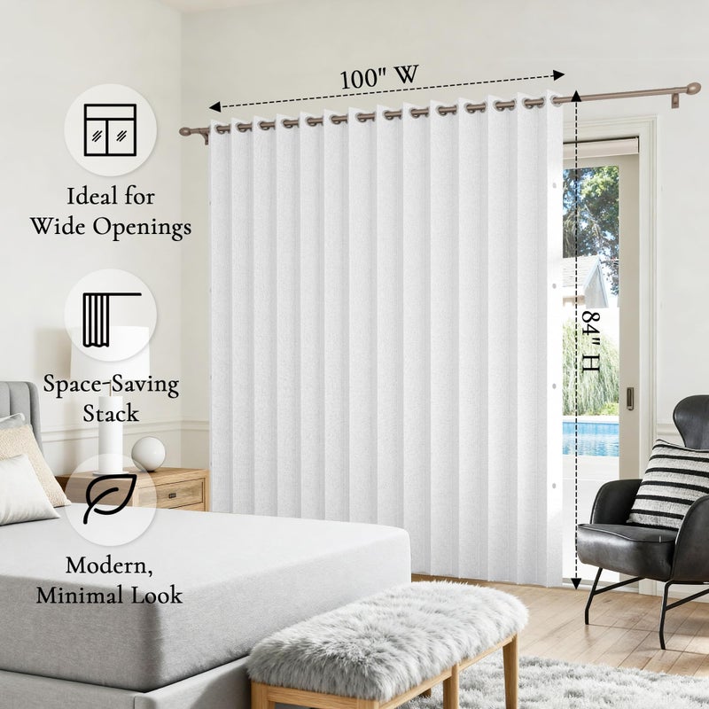 HMYI Fabric Vertical Shades & Blinds, 100% Blackout Door Shades, Window Shade, Vertical Shade for Sliding Doors, 1 Panel, W100 x L84, White - Image 3