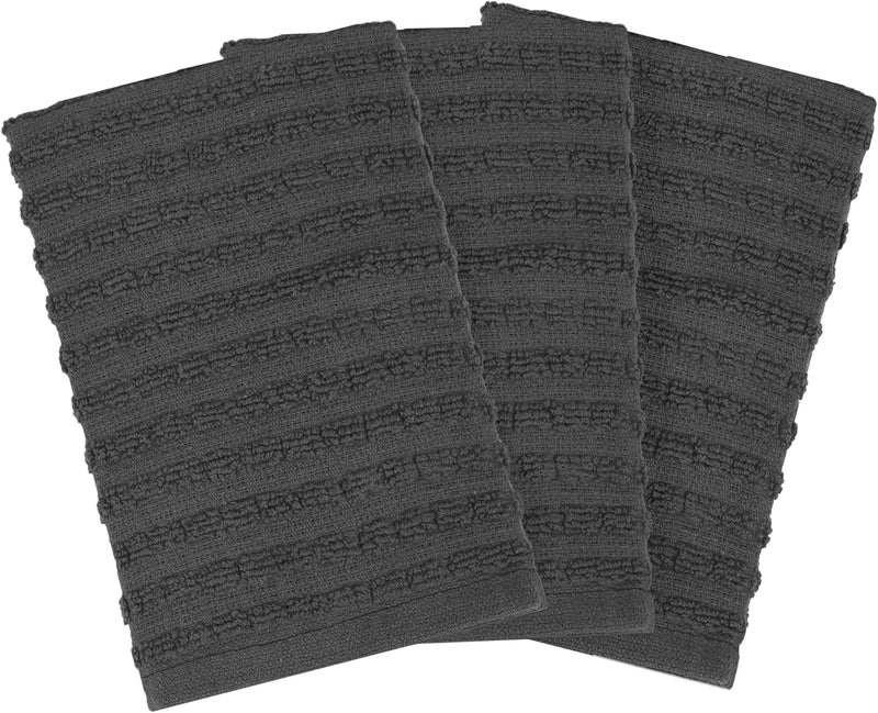 Ritz Royale Collection 100% Combed Terry Cotton, Highly Absorbent, Kitchen Dish Cloth Set, 13-3/4" x 12", 3-Pack, Solid Graphite - Image 2
