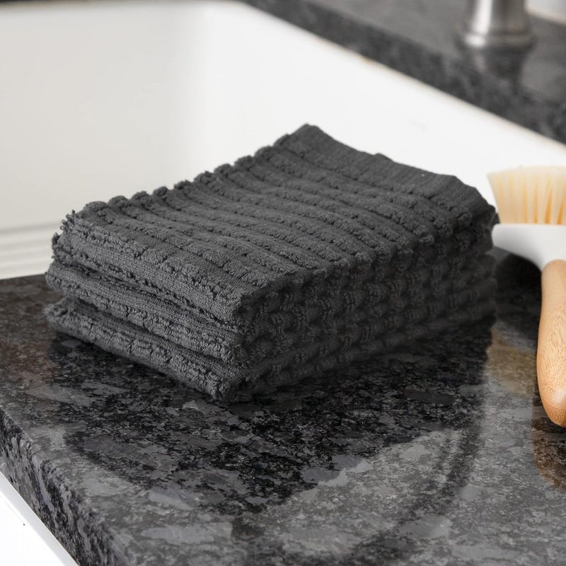 Ritz Royale Collection 100% Combed Terry Cotton, Highly Absorbent, Kitchen Dish Cloth Set, 13-3/4" x 12", 3-Pack, Solid Graphite - Image 5
