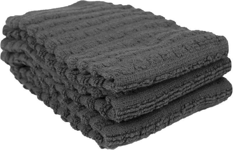 Ritz Royale Collection 100% Combed Terry Cotton, Highly Absorbent, Kitchen Dish Cloth Set, 13-3/4" x 12", 3-Pack, Solid Graphite - Image 1