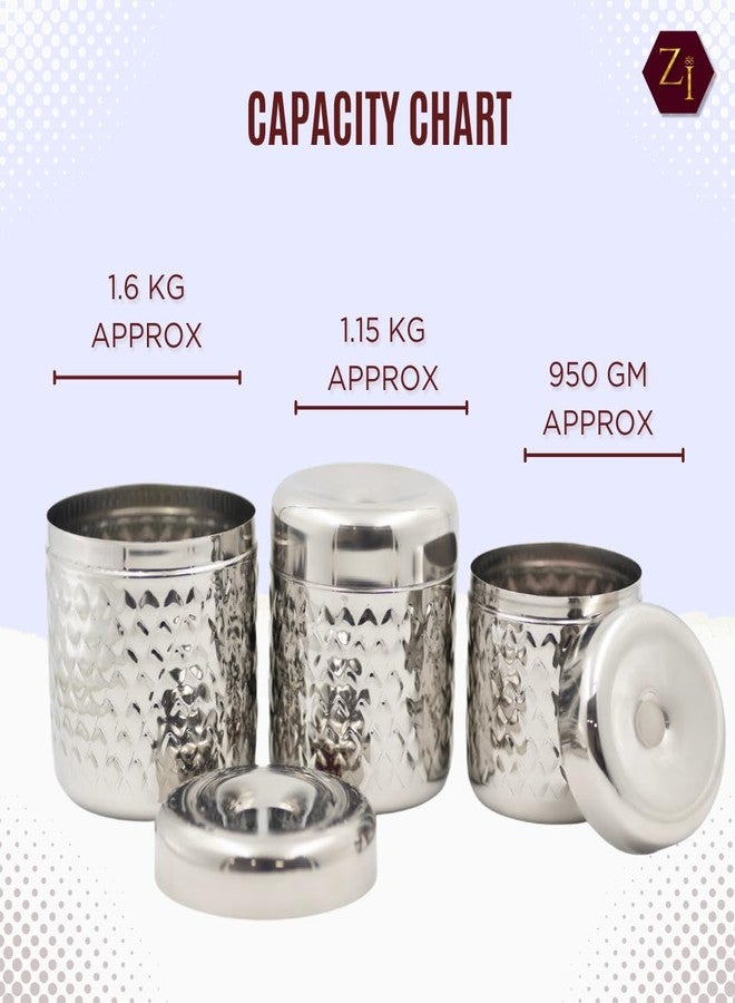 ZESTILO steel container, container with lid, kitchen container set, pack of 3 900 gm, 1150 gm, 1600gm apx - Image 4