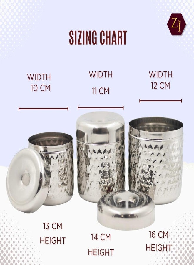 ZESTILO steel container, container with lid, kitchen container set, pack of 3 900 gm, 1150 gm, 1600gm apx - Image 3