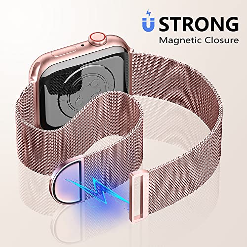 Zedoli Compatible with Apple Watch Band 40mm 38mm 41mm 42mm iWatch Bands SE Ultra Series 11 10 9 8 7 6 5 4 3 2 1 for Women Men, Stainless Steel Magnetic Mesh Loop Adjustable Metal Strap Rose Pink Gold - Image 4