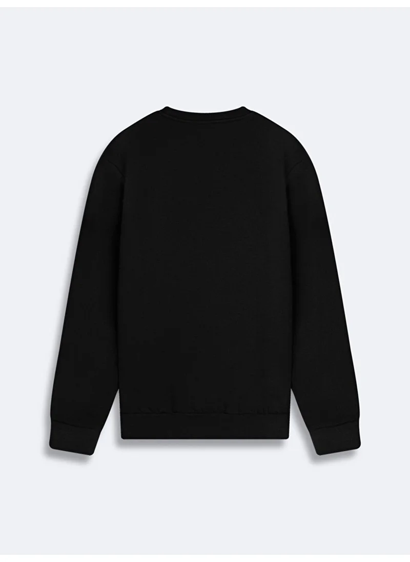 LTB Slogan Zero Collar Long Sleeve Regular Fit Black Sweatshirt