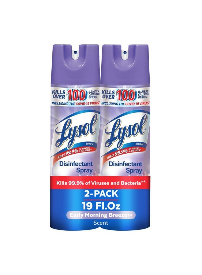 Lysol Disinfectant Spray, Sanitizing And Antibacterial Spray, For Disinfecting And Deodorizing, Early Morning Breeze, 19 Fl Oz (Pack Of 2), Packaging May Vary - Image 1