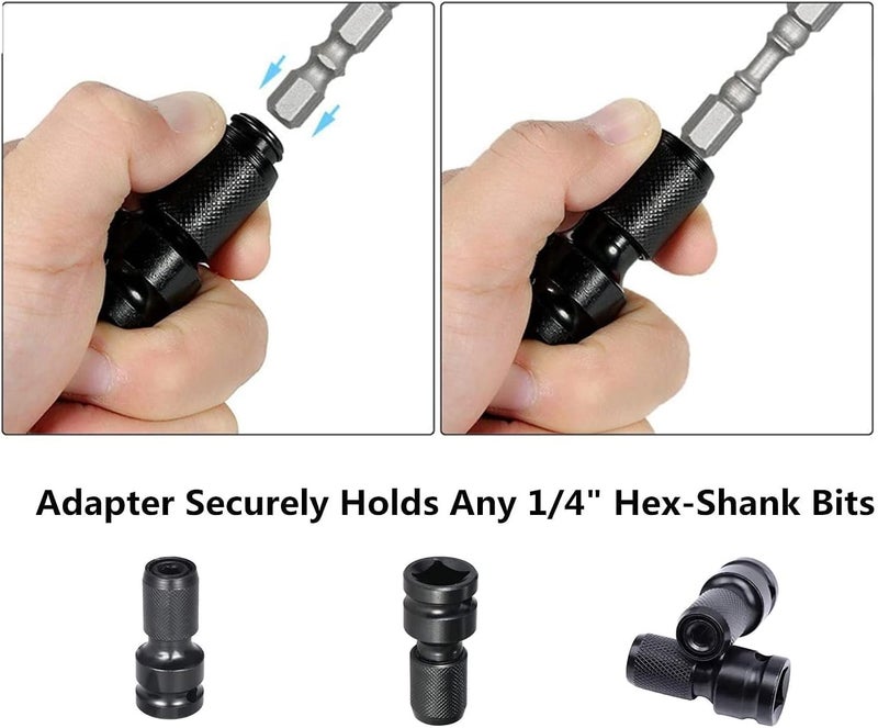 Homdum 1/2 Inch Square Drive To 1/4 Inch Hex Female Socket Adapter Quick Release Chuck Converter Drill Chucks Adaptor Conversion For Impact And Ratchet Wrench - Image 3