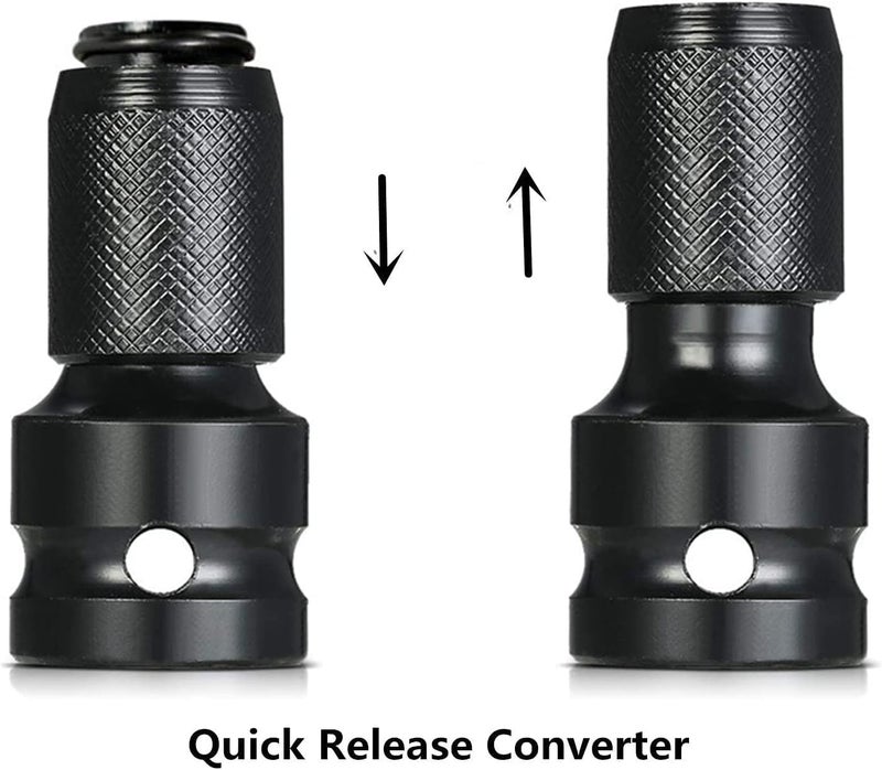 Homdum 1/2 Inch Square Drive To 1/4 Inch Hex Female Socket Adapter Quick Release Chuck Converter Drill Chucks Adaptor Conversion For Impact And Ratchet Wrench - Image 5
