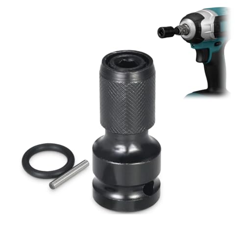 Homdum 1/2 Inch Square Drive To 1/4 Inch Hex Female Socket Adapter Quick Release Chuck Converter Drill Chucks Adaptor Conversion For Impact And Ratchet Wrench - Image 1
