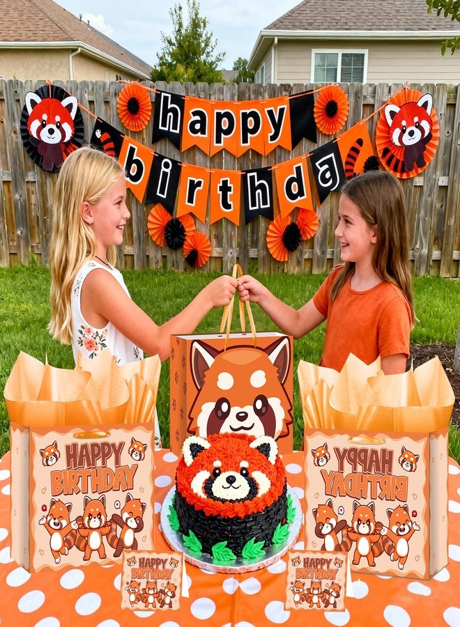 Woosytoo Red Panda Bag for Kids Large Red Panda Birthday Gift Bag with Wrapping Paper Card Large Zoo Animal Favor Bag for Baby Shower 1st Wild One Birthday Party Supplies - Image 4