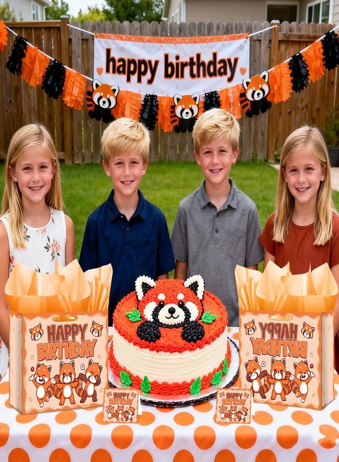 Woosytoo Red Panda Bag for Kids Large Red Panda Birthday Gift Bag with Wrapping Paper Card Large Zoo Animal Favor Bag for Baby Shower 1st Wild One Birthday Party Supplies - Image 5