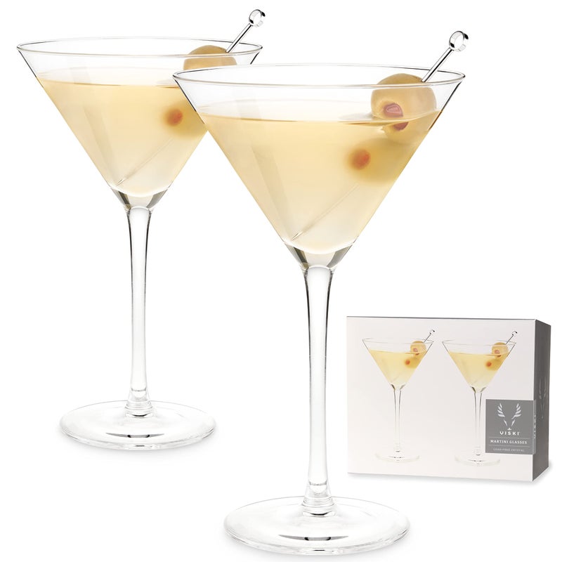 Viski Viski Stemmed Martini Glasses Home and Bar Drinkware Premium Crystal Martini Accessories Cocktail Glasses Set of 2 9oz Clear 