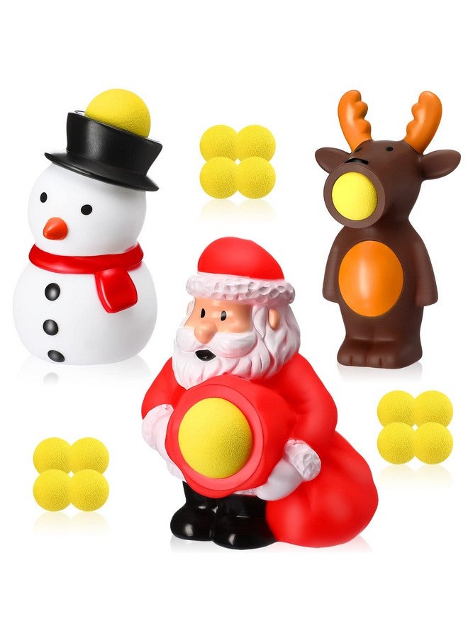 فينسوت 3 كرات عيد الميلاد بوبرس لرجل الثلج سانتا كلوز الرنة لعبة إطلاق النار على الكرة الإسفنجية مع 15 كرة إسفنجية لمكافأة الفصول الدراسية (كلاسيكية) - Image 1