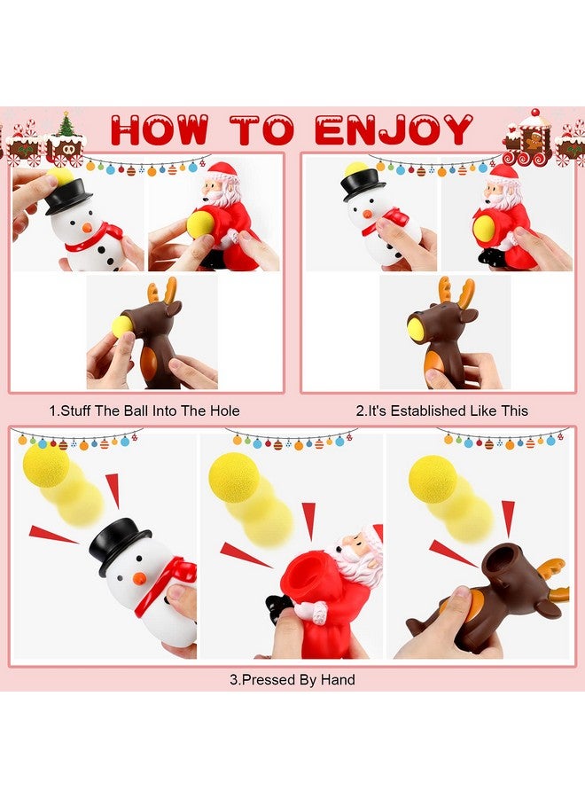 فينسوت 3 كرات عيد الميلاد بوبرس لرجل الثلج سانتا كلوز الرنة لعبة إطلاق النار على الكرة الإسفنجية مع 15 كرة إسفنجية لمكافأة الفصول الدراسية (كلاسيكية) - Image 2