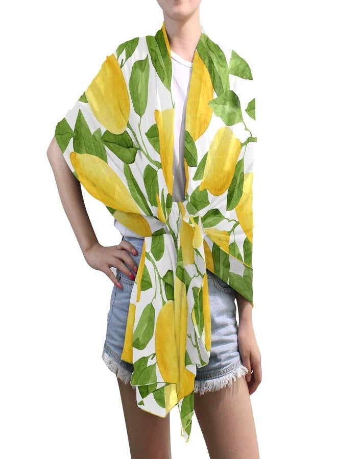 ZOEO Lemon Shawl Wrap Womens Yellow Lime Tree Large Chiffon Scarf Lightweight for Dresses - Image 1