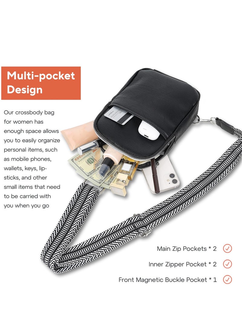 SYOSI - Crossbody Bags for Women Leather Wristlet Clutch Wallet Purses Small Envelope Cross Body Shoulder Bag, Ladies Handbags with Shoulder Strap & Wrist Strap(Black) - Image 1