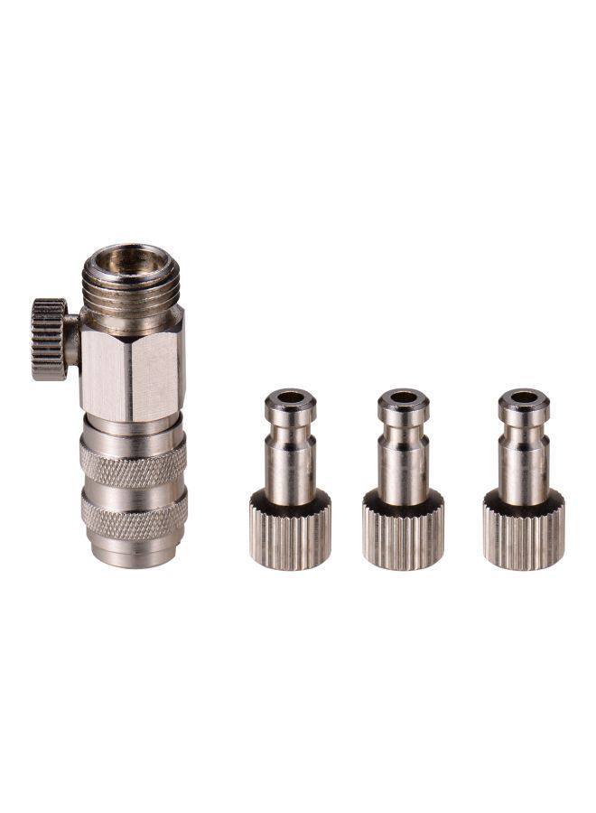 NIBEMINENT 3-Piece Airbrush Adapter Connecter With Valve Silver - Image 1