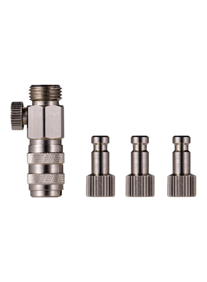 NIBEMINENT 3-Piece Airbrush Adapter Connecter With Valve Silver - Image 2