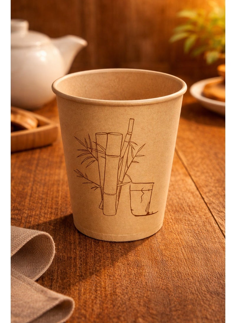 Disposable Paper Tea Cups – 50 Pieces Pack, 230 ml Capacity, Eco-Friendly Kraft Cups for Tea, Coffee & Hot Drinks, Leak-Proof, Food-Grade, Party & Office Use - Image 1