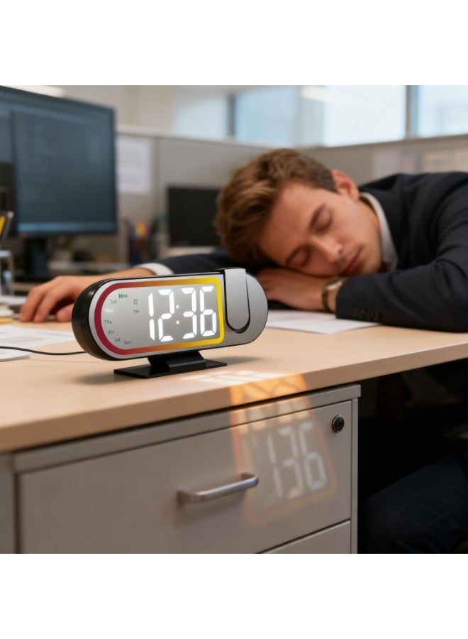 Rechargeable Digital LED Alarm Clock – Large Display Desk Clock with Time, Date & Weekday Display, Snooze Function, Adjustable Brightness & USB Charging - Image 4