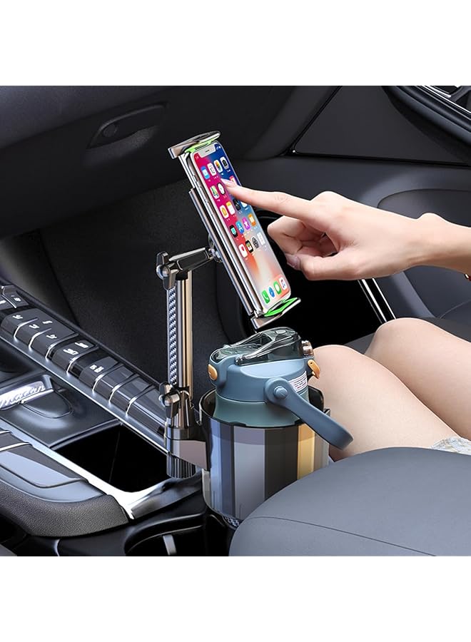 S-TOP BrandName Cup Holder Phone & Tablet Mount,2-in-1 Adjustable Car Cup Holder Expander with Long Arm,360° Rotating Car Mobile Stand Universal Phone and Tablet for SUV Desk Versatile & - Image 1