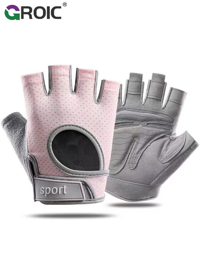 GROIC 1 Pair Workout Gloves for Adults, Lightweight Weight Lifting Glove Breathable Fingerless Workout Gloves for Gym, Exercise, Fitness, Training, Cycling, Weight Lifting  - Image 1