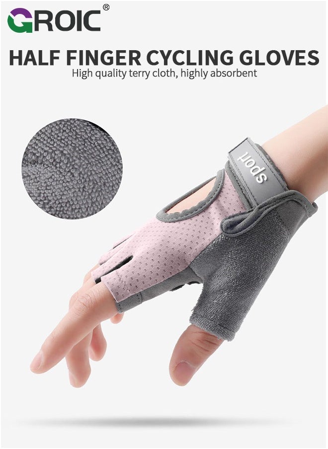 GROIC 1 Pair Workout Gloves for Adults, Lightweight Weight Lifting Glove Breathable Fingerless Workout Gloves for Gym, Exercise, Fitness, Training, Cycling, Weight Lifting  - Image 2