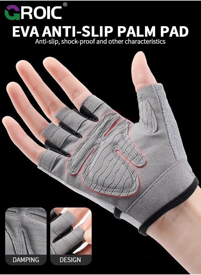 GROIC 1 Pair Workout Gloves for Adults, Lightweight Weight Lifting Glove Breathable Fingerless Workout Gloves for Gym, Exercise, Fitness, Training, Cycling, Weight Lifting  - Image 3