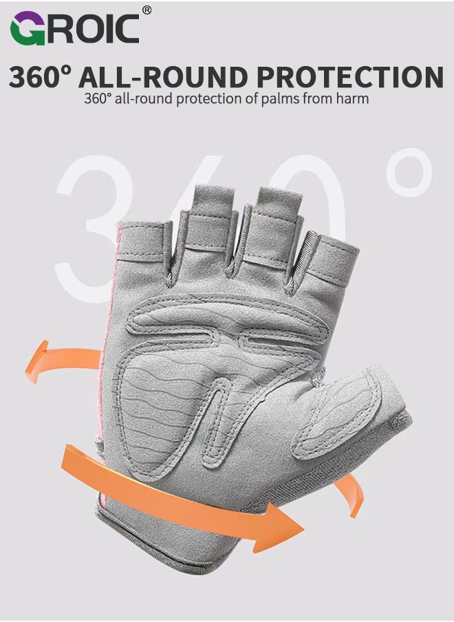 GROIC 1 Pair Workout Gloves for Adults, Lightweight Weight Lifting Glove Breathable Fingerless Workout Gloves for Gym, Exercise, Fitness, Training, Cycling, Weight Lifting  - Image 5