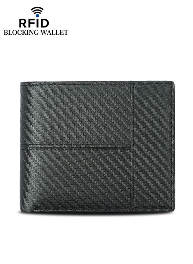 Dkeli Carbon Fiber RFID Wallet For Men | 14+2 Pockets Storage | Ultra-Thin Bi-Fold Photo Id Holder | Anti-Theft Simple Wallet | Men'S Ultra-Thin Wallet, Simple Leather, RFID  Blocking, Medium  - Image 1