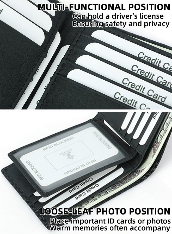 Dkeli Carbon Fiber RFID Wallet For Men | 14+2 Pockets Storage | Ultra-Thin Bi-Fold Photo Id Holder | Anti-Theft Simple Wallet | Men'S Ultra-Thin Wallet, Simple Leather, RFID  Blocking, Medium  - Image 4