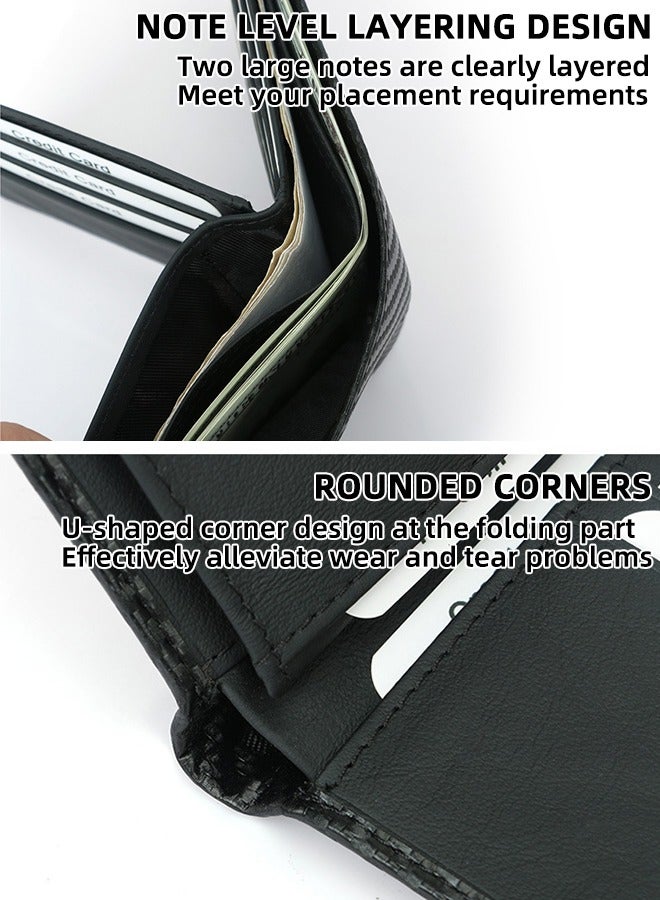 Dkeli Carbon Fiber RFID Wallet For Men | 14+2 Pockets Storage | Ultra-Thin Bi-Fold Photo Id Holder | Anti-Theft Simple Wallet | Men'S Ultra-Thin Wallet, Simple Leather, RFID  Blocking, Medium  - Image 5
