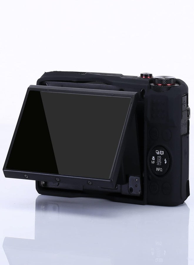 يساو جراب كاميرا Yisau G7X Mark II، غطاء عدسة قابل للإزالة من السيليكون لكاميرا Canon PowerShot G7X ii، ملحقات G7X، جراب خفيف الوزن من المطاط والسيليكون الناعم - أسود لامع - Image 4