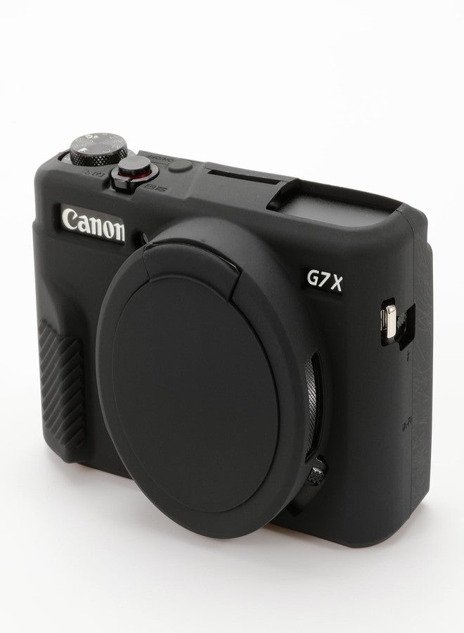 يساو جراب كاميرا Yisau G7X Mark II، غطاء عدسة قابل للإزالة من السيليكون لكاميرا Canon PowerShot G7X ii، ملحقات G7X، جراب خفيف الوزن من المطاط والسيليكون الناعم - أسود لامع - Image 2