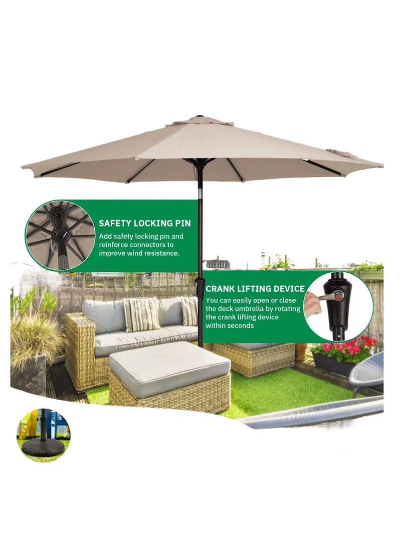 Wooden Twist Wooden Twist Velcro Round Outdoor Umbrella with Rotating Handle UV-Resistant Canopy for Patio & Garden Valet Parking  - Image 5