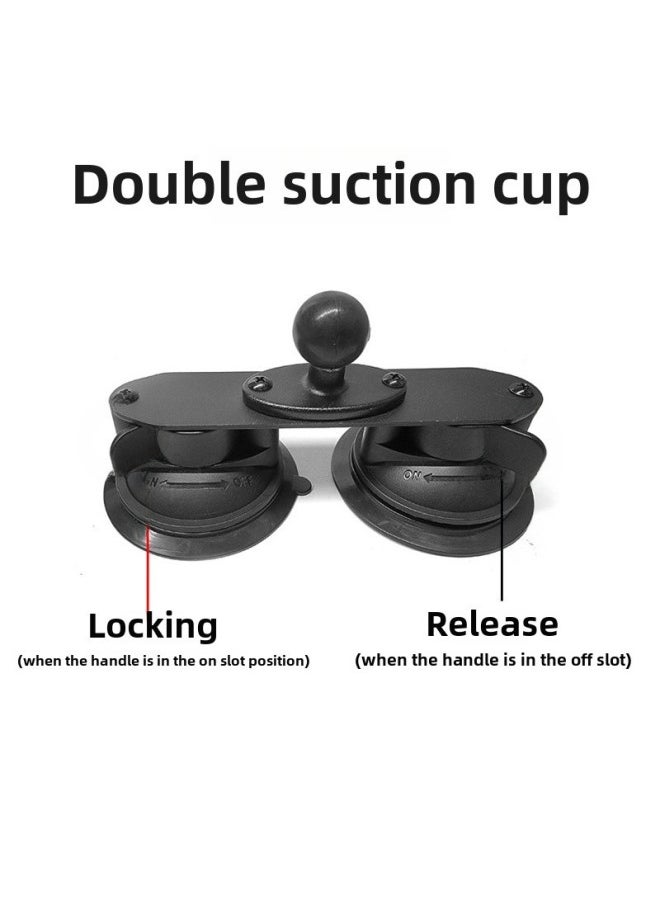 Car Suction Cup Third Person Shooting Accessories Insta360 Onex2RGoPro Selfie Stick Roof Bracket-Color:Double Suction Cup - Image 1