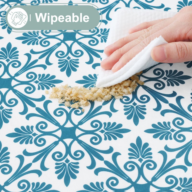 Misaya Rectangle Vinyl Table Table Cloth مرنة الفانيلا المائدة المدعومة المدعومة 100 ٪ غطاء طاولة بلاستيكية مقاوم للماء يناسب 8 أقدام طاولات قابلة للطي للتخييم في الهواء الطلق (الفيروز 30 "" × 96 "") - Image 4
