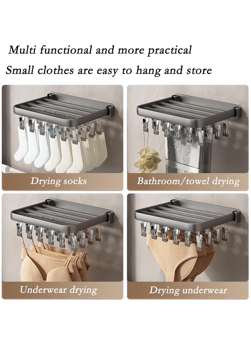 Clothes Drying Rack Wall Mount 24 Clips Stainless Steel Sock Drying Rack Laundry Drying Rack with Clips for Socks Towels Lingerie Baby Clothes - Image 4