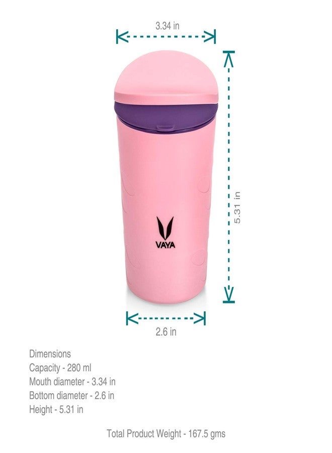 VAYA DRYNK Kids Waterbottle with Spill Proof PediaSafe Lid and Straw-Less Silicone Spout, Sippy Cup for Babies, 280 ml, Color - Pink - Image 5
