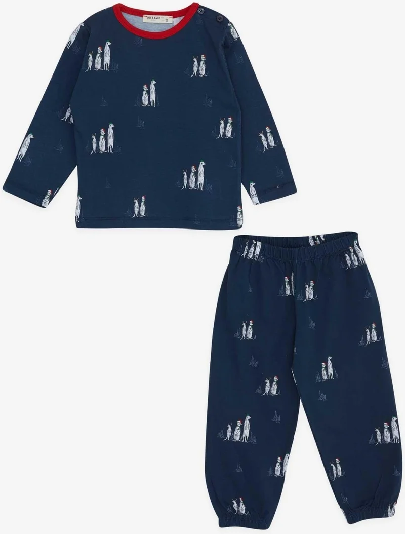 بريز Breeze Baby Boy Pajama Set, New Year's Theme, 9 Months-3 Years, Navy Blue