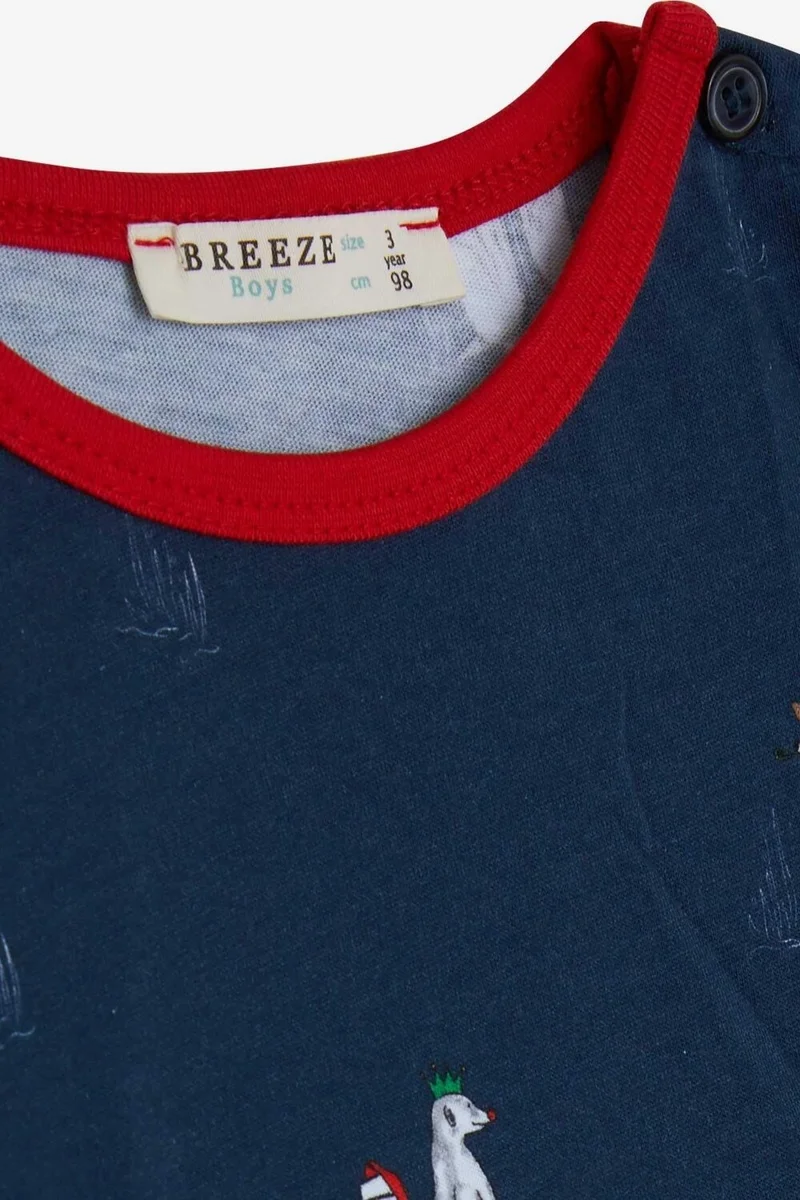 بريز Breeze Baby Boy Pajama Set, New Year's Theme, 9 Months-3 Years, Navy Blue