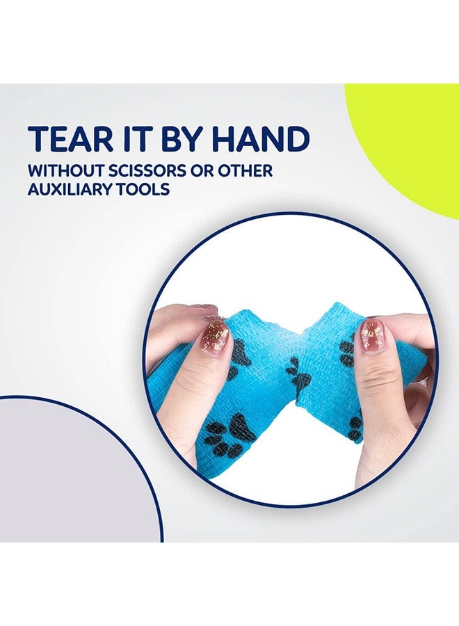 ضمادات لاصقة ذاتية اللصق للحيوانات الأليفة، ضمادات متماسكة غير منسوجة للكلاب والقطط والحيوانات الأليفة وإصابات الكاحل والتورم، 2 بوصة × 5 ياردات، 3 لفات - Image 5