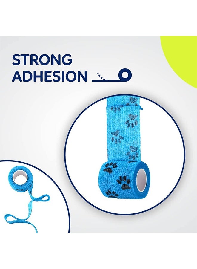 ضمادات لاصقة ذاتية اللصق للحيوانات الأليفة، ضمادات متماسكة غير منسوجة للكلاب والقطط والحيوانات الأليفة وإصابات الكاحل والتورم، 2 بوصة × 5 ياردات، 3 لفات - Image 2