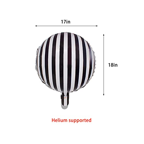Finypa 20 Black and White Striped Foil Balloons, 20 Count, Round, Metallic Finish, Party Balloons for Boys, Birthday, Baby Shower, Children - Image 3