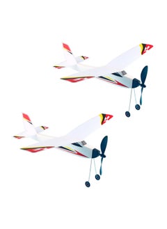 SYOSI 2Pcs Rubber Band Plane Glider Toy D Aircraft Model Airplane Gliders for Kids Planes Knight Fighter Powered 3D Plastic  - Image 1