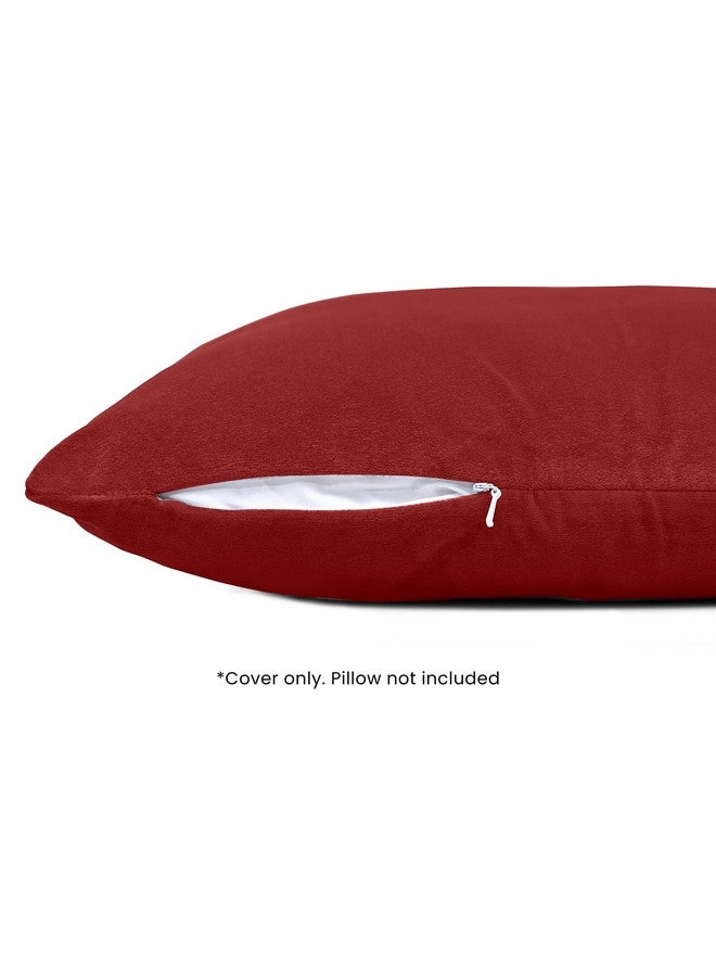 MY ARMOR Velvet Cushion Covers Set of 5-16 x 16 Inches / 40 x 40 Cm, Soft & Luxurious Cushion Cases for Bedroom, Sofa, Chair & Living Room - Maroon - Image 2