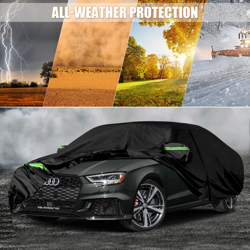 SPORTULI Waterproof Car Covers Replace for 2013-2025 Audi A3/S3, 6 Layers All Weather Custom-fit Car Cover with Zipper Door & Windproof Bands for Snow Rain Dust Hail Protection (A3) - Image 5