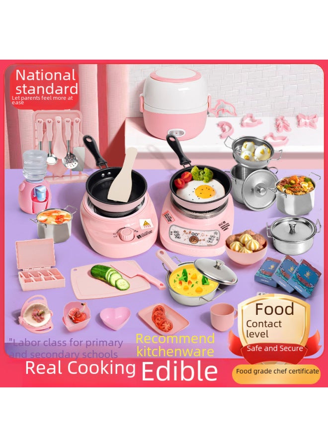 مطبخ صغير صغير أدوات المطبخ الطبخ الحقيقي مطبخ صغير حقيقي صالح للأكل مجموعة كاملة الإنترنت المشاهير الأطفال الطبخ فتاة هدية-المواصفات: مسحوق الخبرة مجموعة 18 قطعة-(صندوق التجارة الإلكترونية) - Image 2