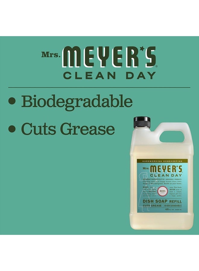 Mrs. Meyer's Clean Day Liquid Dish Soap Refill, Biodegradable Formula, Basil, 48 fl. oz - Image 5